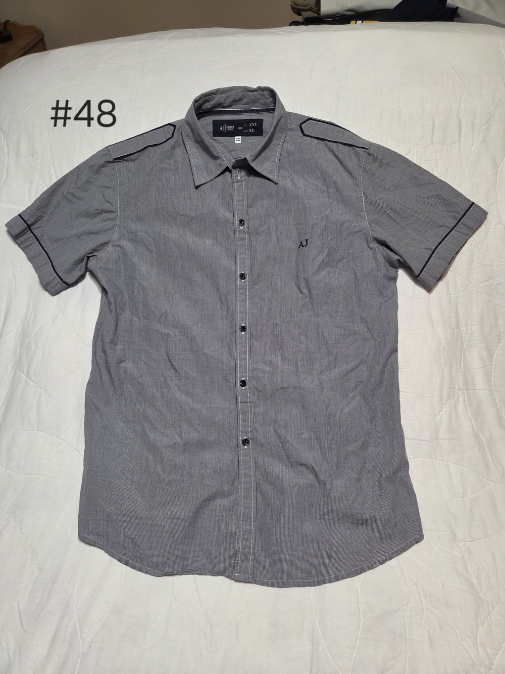 Armani Jeans Men’s Micro-Pattern Short Sleeve Button-Down Shirt